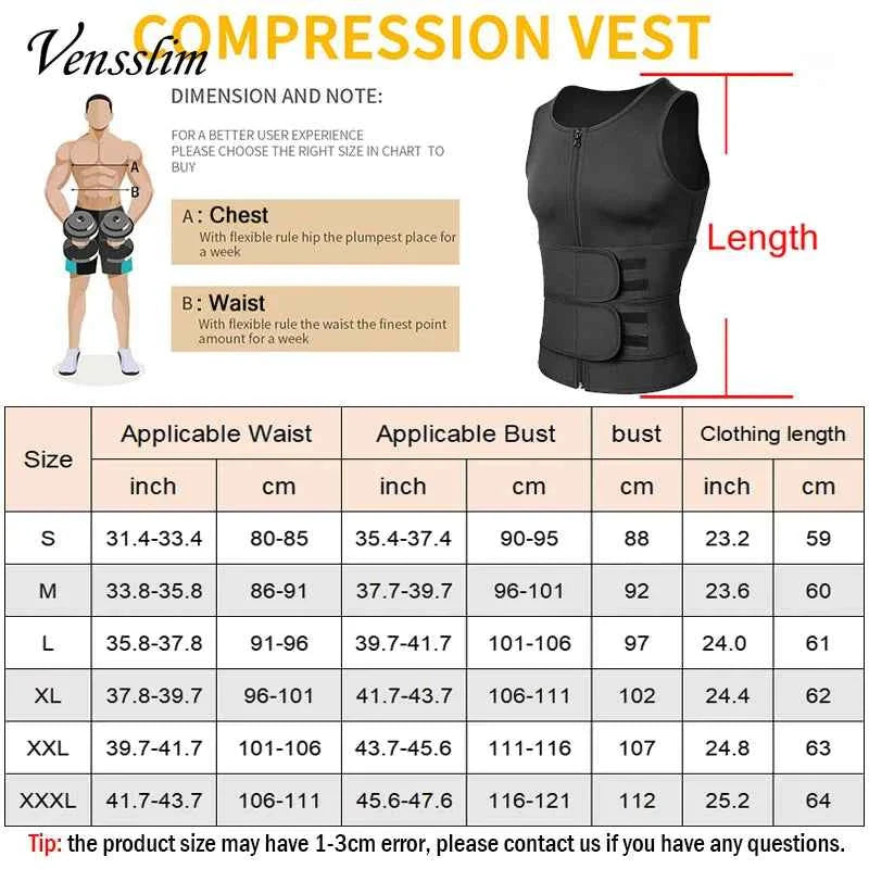 Men  Slimming Compression Body Shaper Waist Trainer Vest