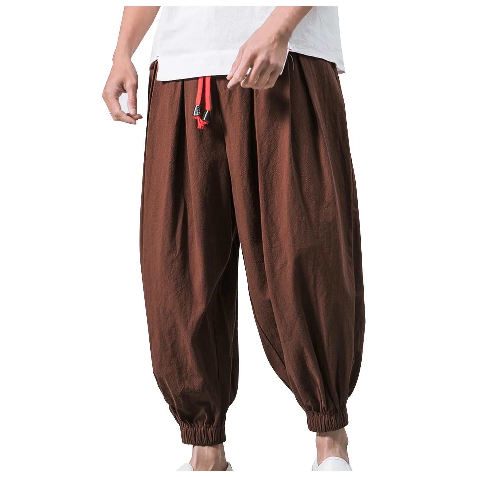 NLW Men’s Oversized Cotton-Linen Wide-Leg Pants