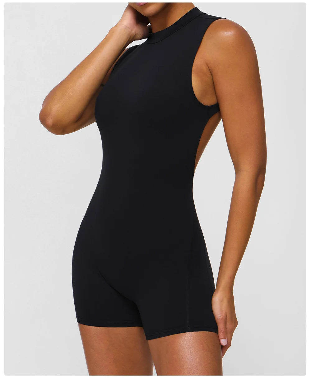 NLW Sexy V-Back One-Piece Yoga Jumpsuit