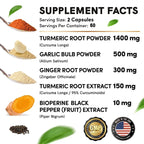 NLW Balincer Turmeric Curcumin with Ginger & Black Pepper – Joint Support & Anti-Inflammatory | 30/60/120 Capsules