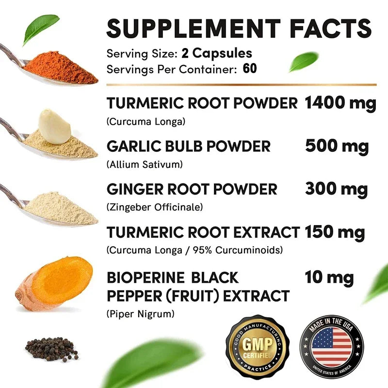 NLW Balincer Turmeric Curcumin with Ginger & Black Pepper – Joint Support & Anti-Inflammatory | 30/60/120 Capsules
