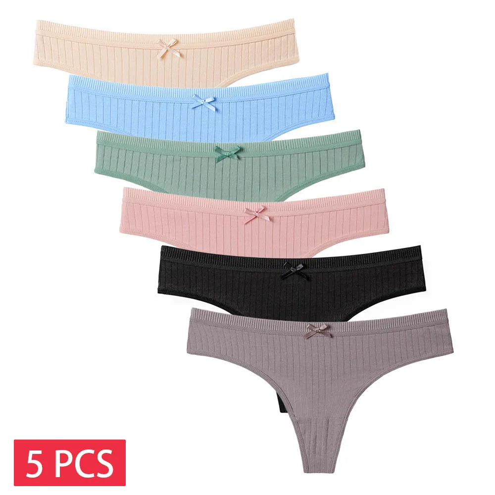 NLW 5-Pack Everyday Solid Cotton Thongs