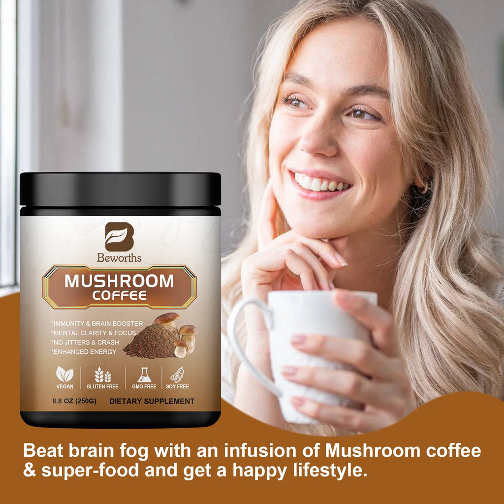 NLW - Mulittea 10 Mushroom Extract Powder - Lion's Mane & Cordyceps for Energy & Focus