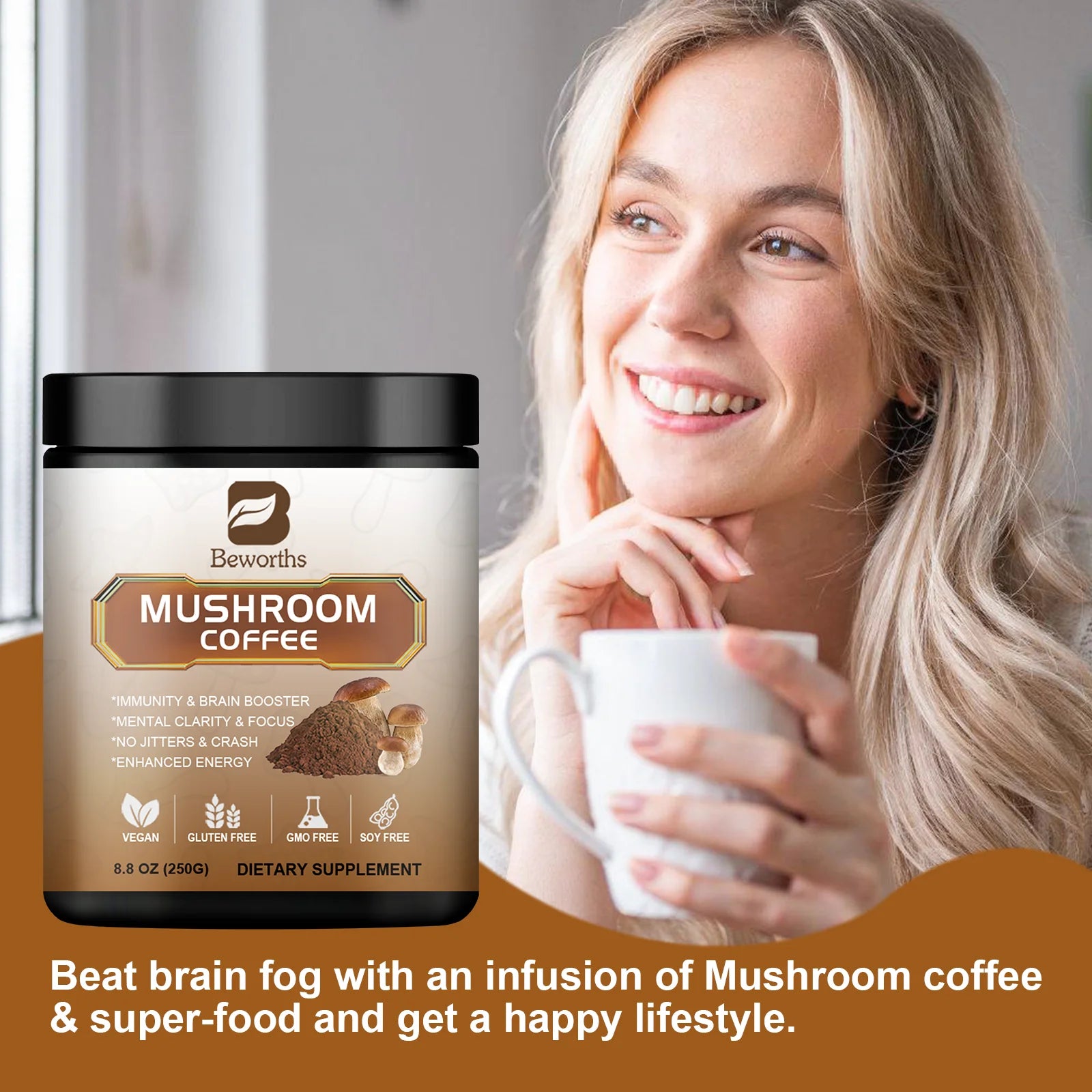 NLW - Mulittea 10 Mushroom Extract Powder - Lion's Mane & Cordyceps for Energy & Focus