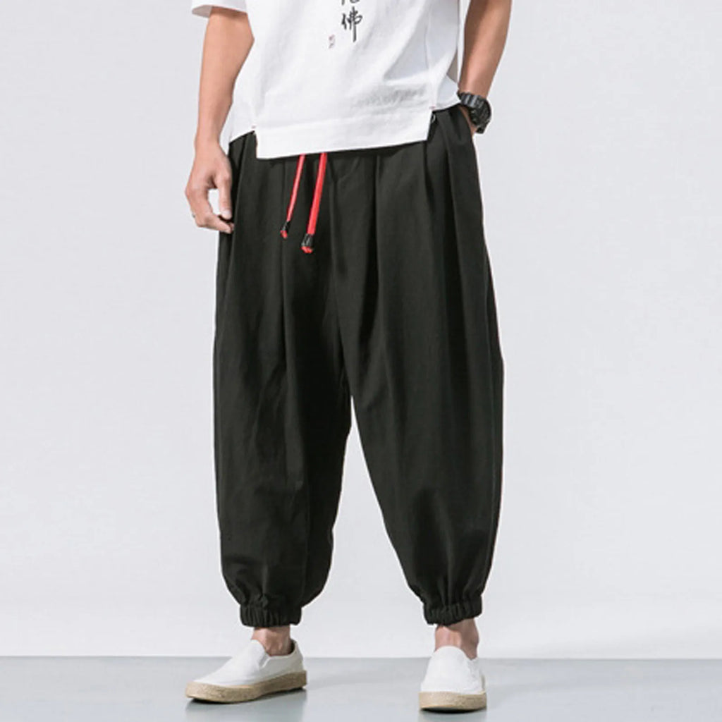 NLW Men’s Oversized Cotton-Linen Wide-Leg Pants