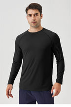 NLW Men Performance UPF 50+ Long Sleeve Shirt – Stretchy Quick-Dry Training Tee
