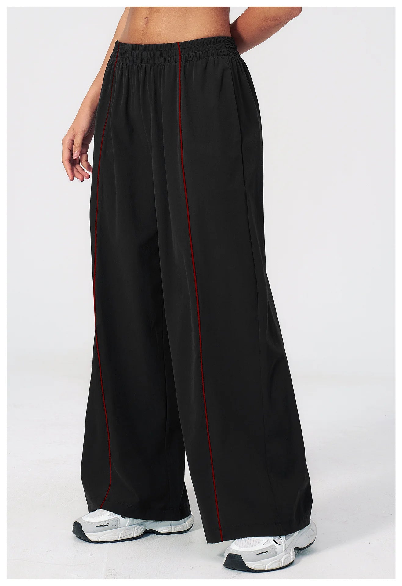 Loose Fit Contrasting Lines Sports Pants | Women's UV-Protection Yoga & Fitness Pants