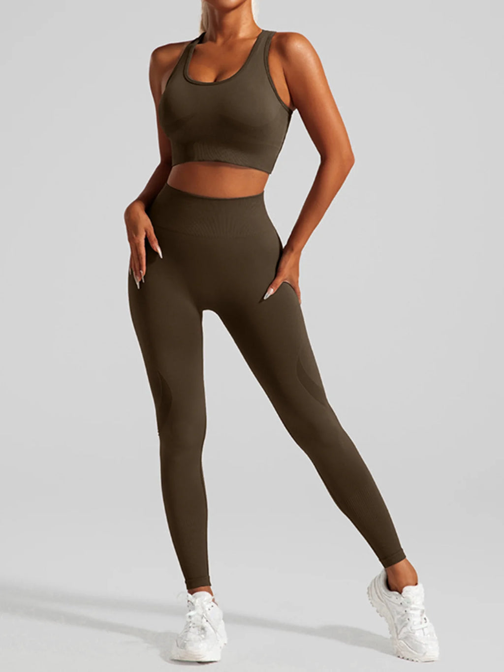 NLW Seamless Sculpt Yoga Set – Sleeveless Quick-Dry Premium Fitness Set