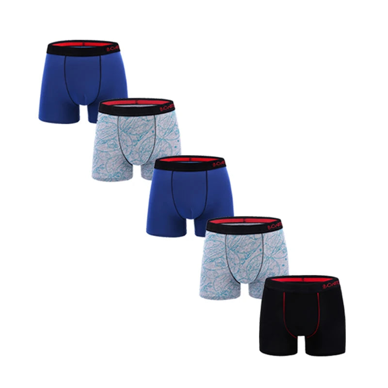 NLW Premium Men's Cotton Boxer Shorts (5-Piece Set) – Breathable High-Stretch Comfort Underwear