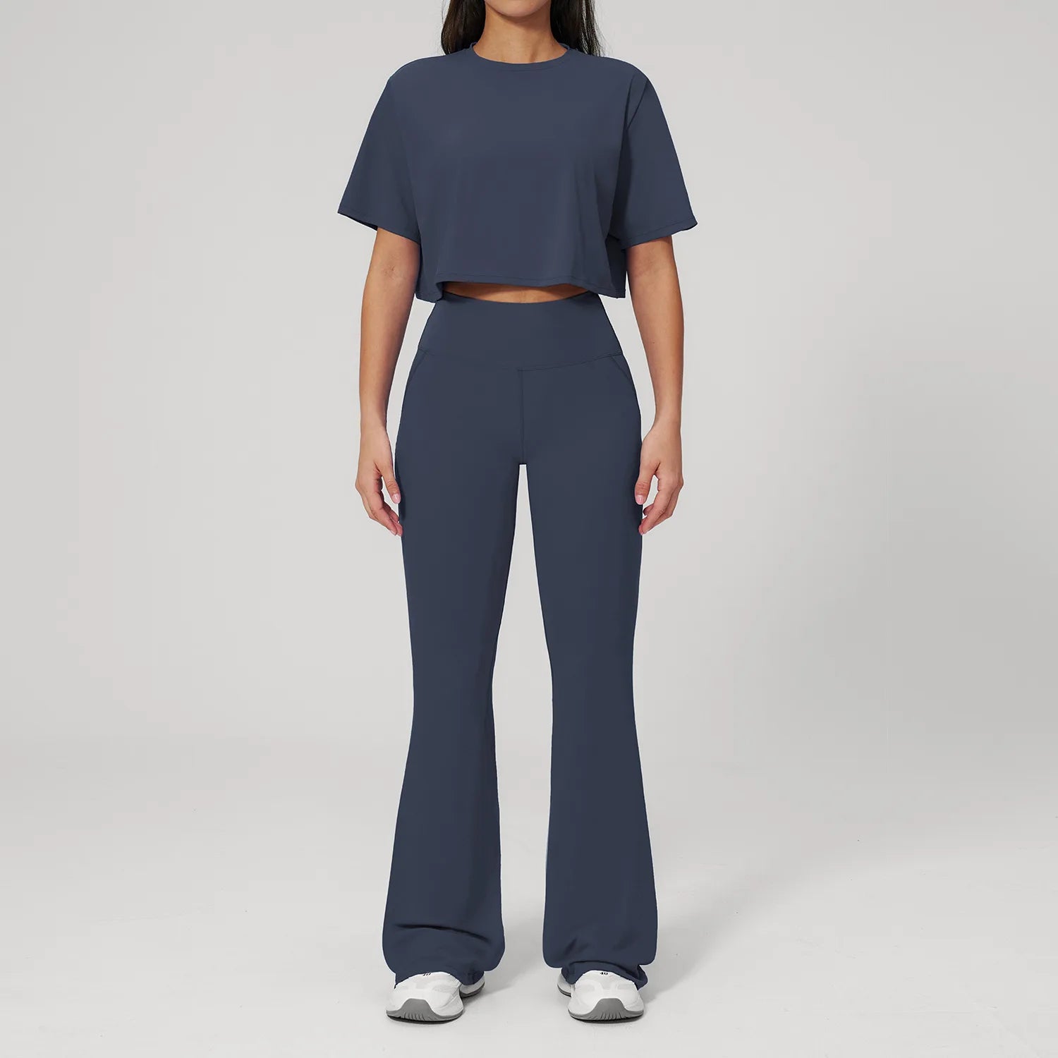 NLW High-Elasticity Crop Top & Matching Gym Leggings