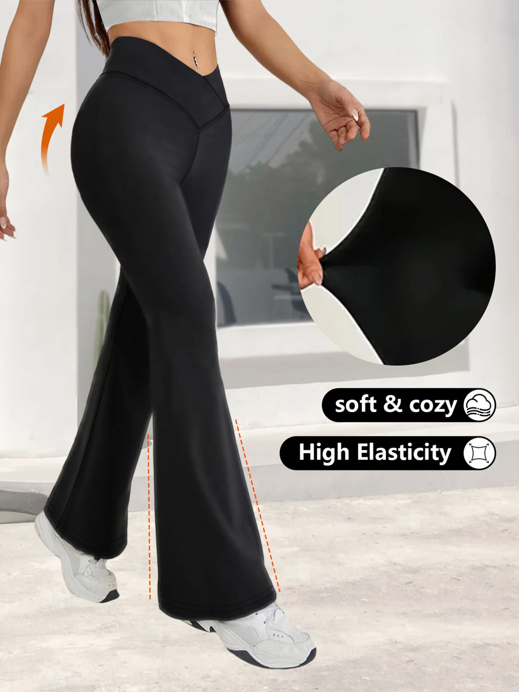 NLW V-Cross High-Waist Flare Leggings