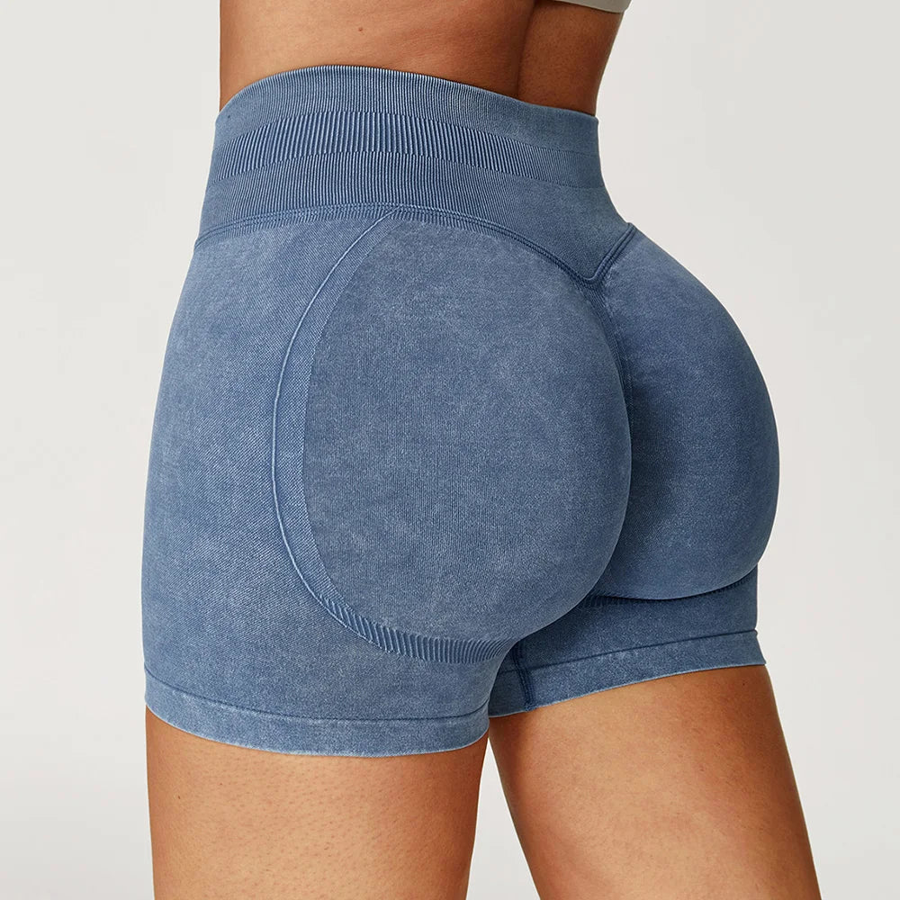 Sand Washed Seamless Yoga Shorts | High-Waist Butt-Lift Workout Shorts