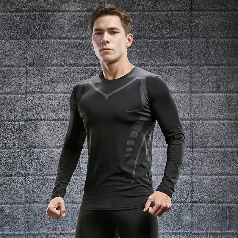 NLW Men's Quick-Dry Tight Training Jersey – High-Compression Gym & Running Shirt