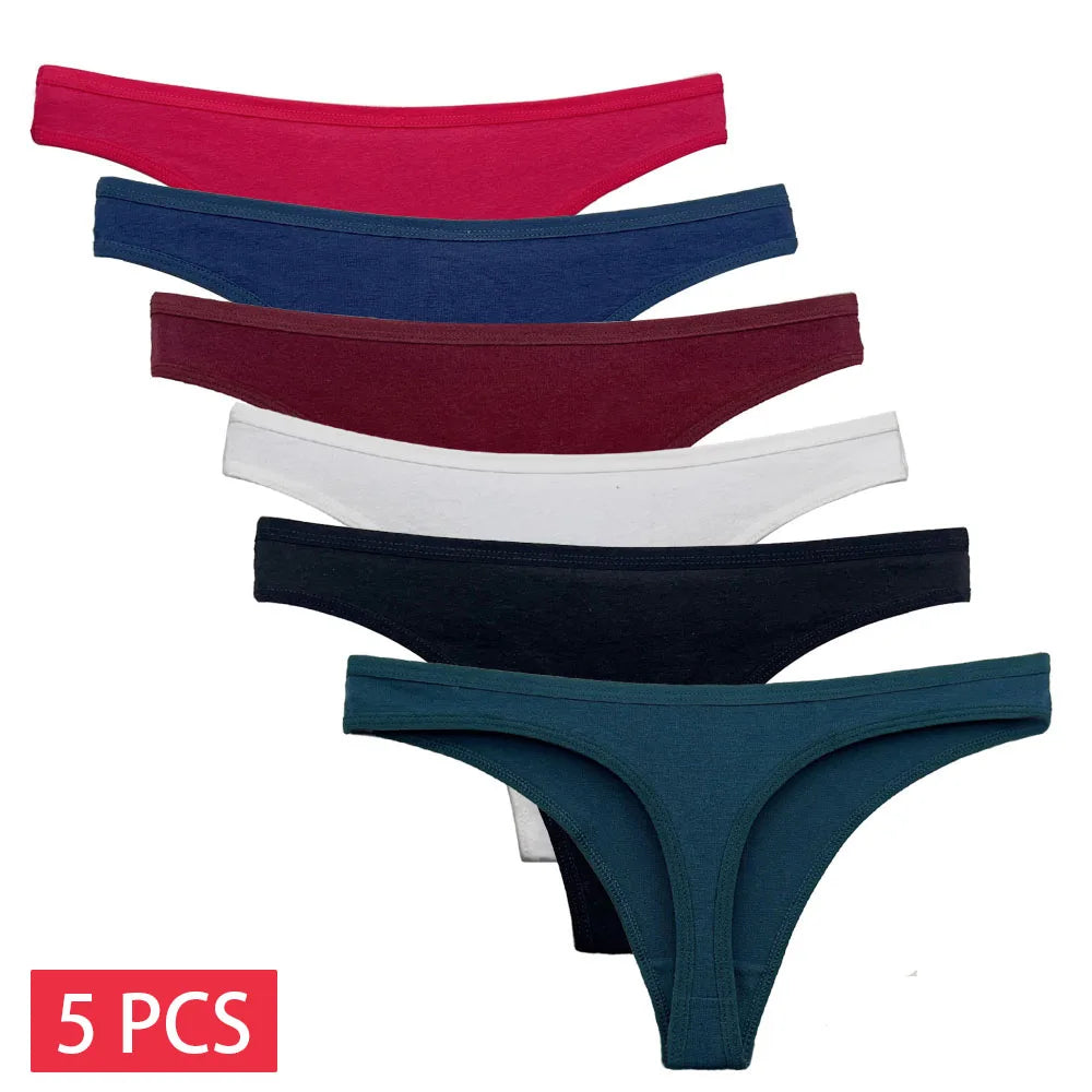 NLW 5-Pack Everyday Solid Cotton Thongs