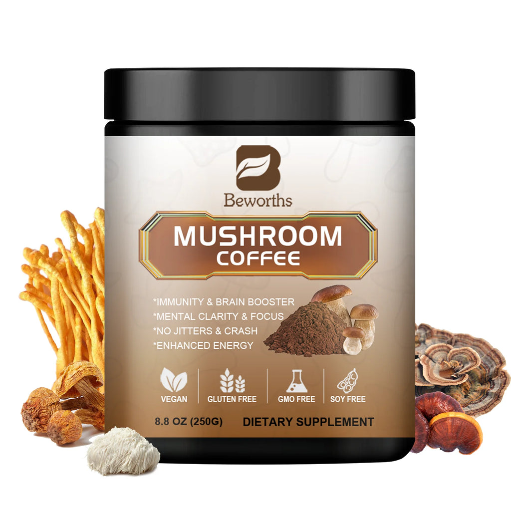 NLW - Mulittea 10 Mushroom Extract Powder - Lion's Mane & Cordyceps for Energy & Focus