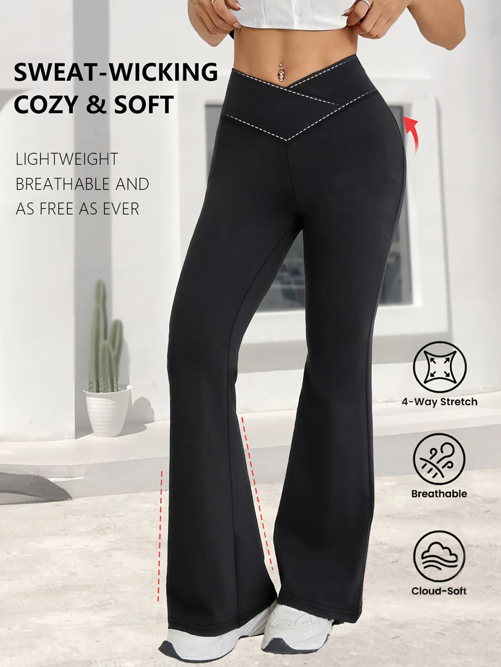 NLW V-Cross High-Waist Flare Leggings
