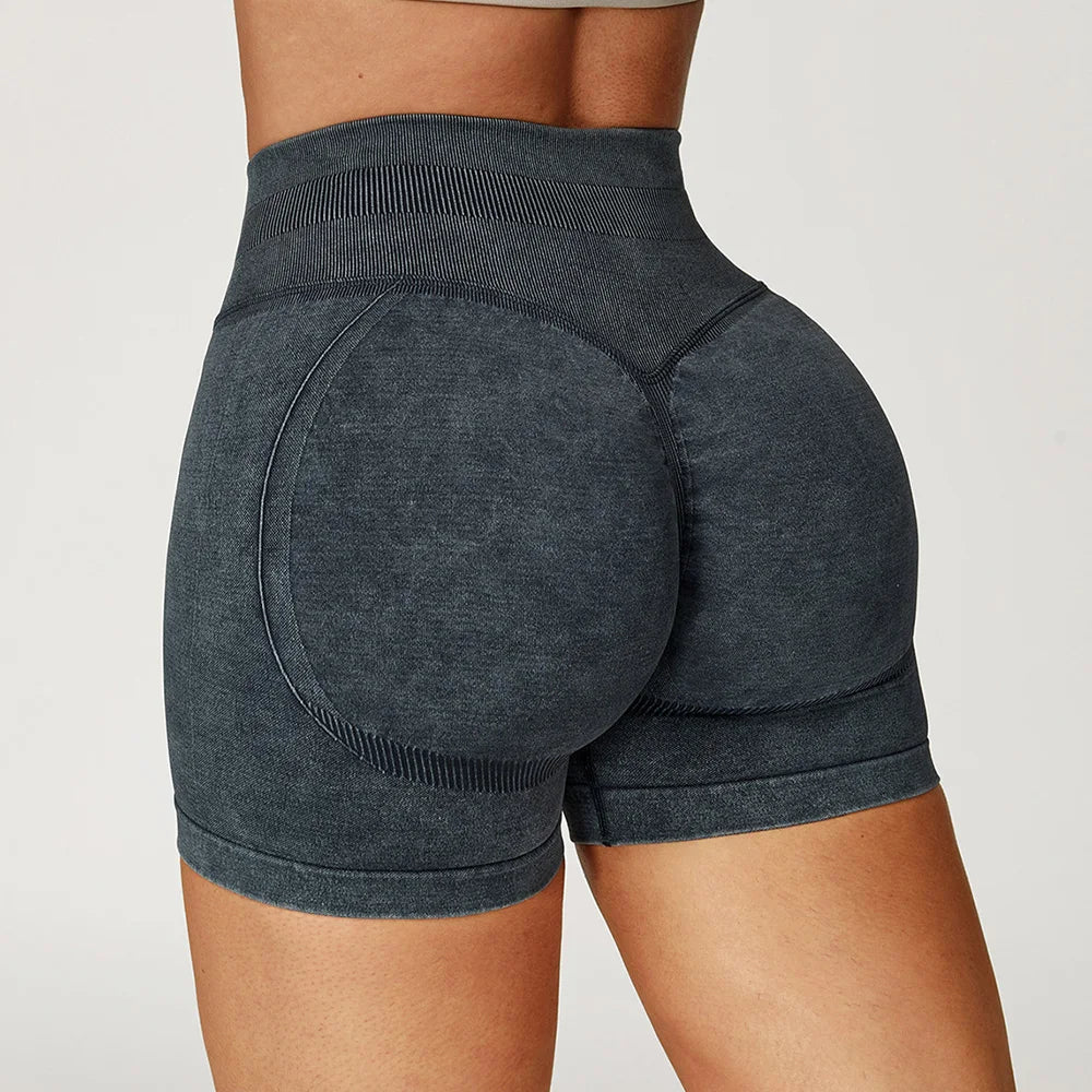 Sand Washed Seamless Yoga Shorts | High-Waist Butt-Lift Workout Shorts