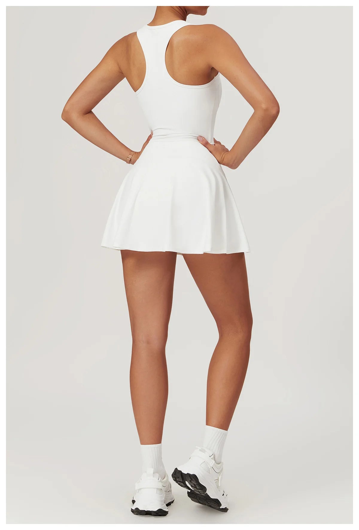 Sleeveless Zipper Yoga Dress Bodysuit