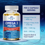 NLW Choice: DAITEA Triple-Strength Omega 3 Fish Oil Capsules – High-Concentration EPA (1200mg) & DHA (900mg)