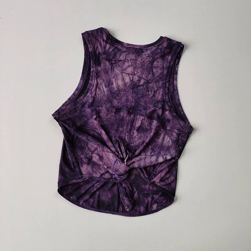 NLW Artistic Tie-Dye Sleeveless Gym Top – Breathable Mesh Back Yoga Vest