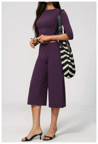 NLW Seamless Yoga Suit – 2-Piece Crop Sleeve & Capri Gym Set