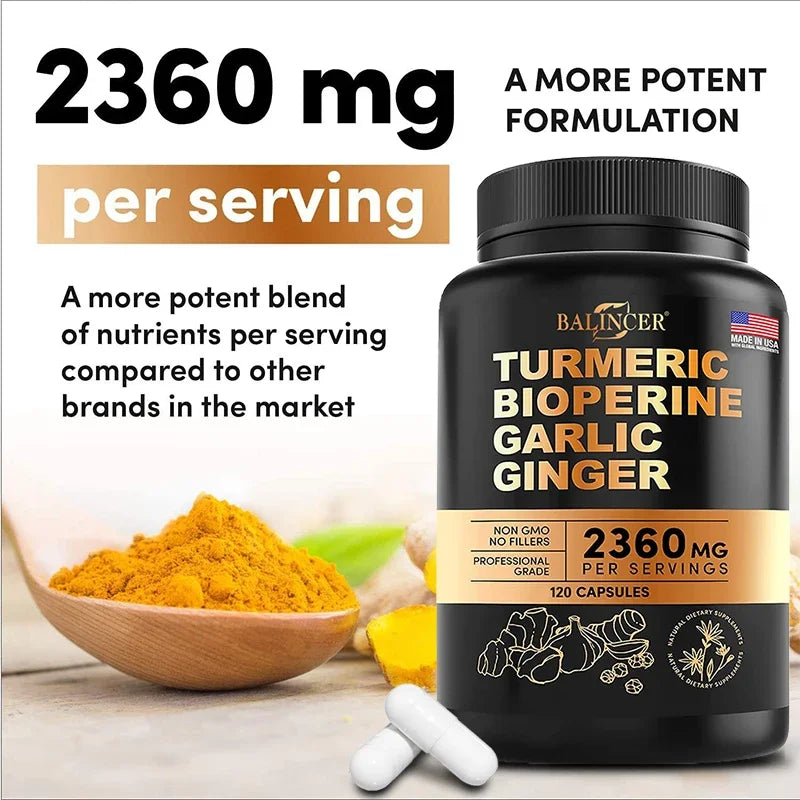 NLW Balincer Turmeric Curcumin with Ginger & Black Pepper – Joint Support & Anti-Inflammatory | 30/60/120 Capsules
