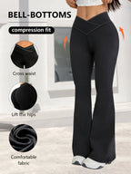 NLW V-Cross High-Waist Flare Leggings