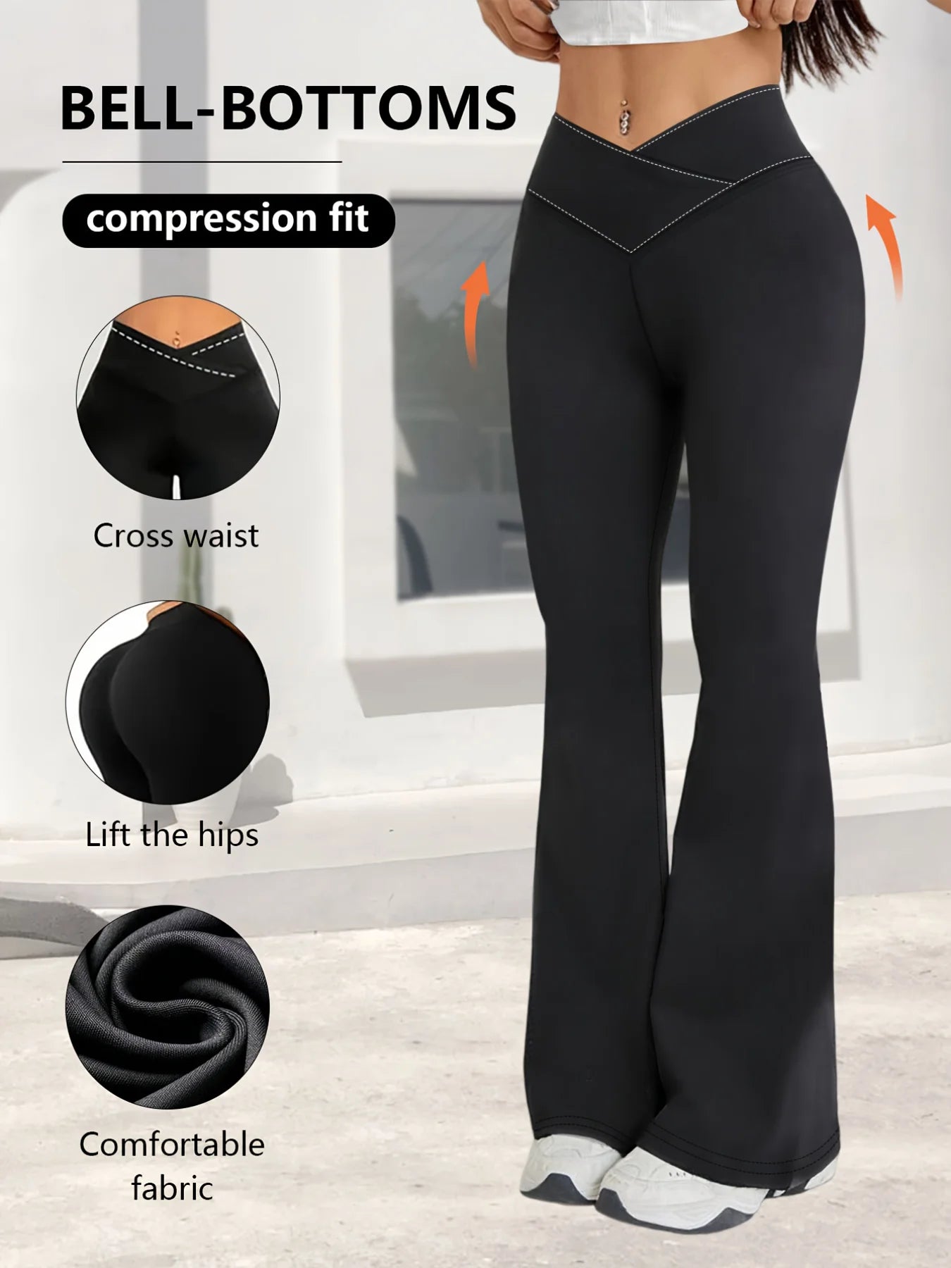 NLW V-Cross High-Waist Flare Leggings