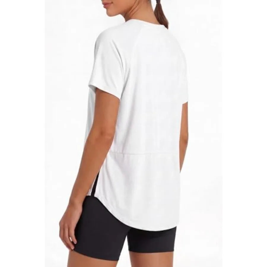 NLW Active UPF50+ Bamboo Sun Protection Tee – Side-Slit Quick-Dry Workout Shirt