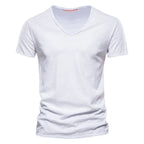 NLW Men’s Premium V-Neck Tee – 100% Cotton Slim Fit Shirt