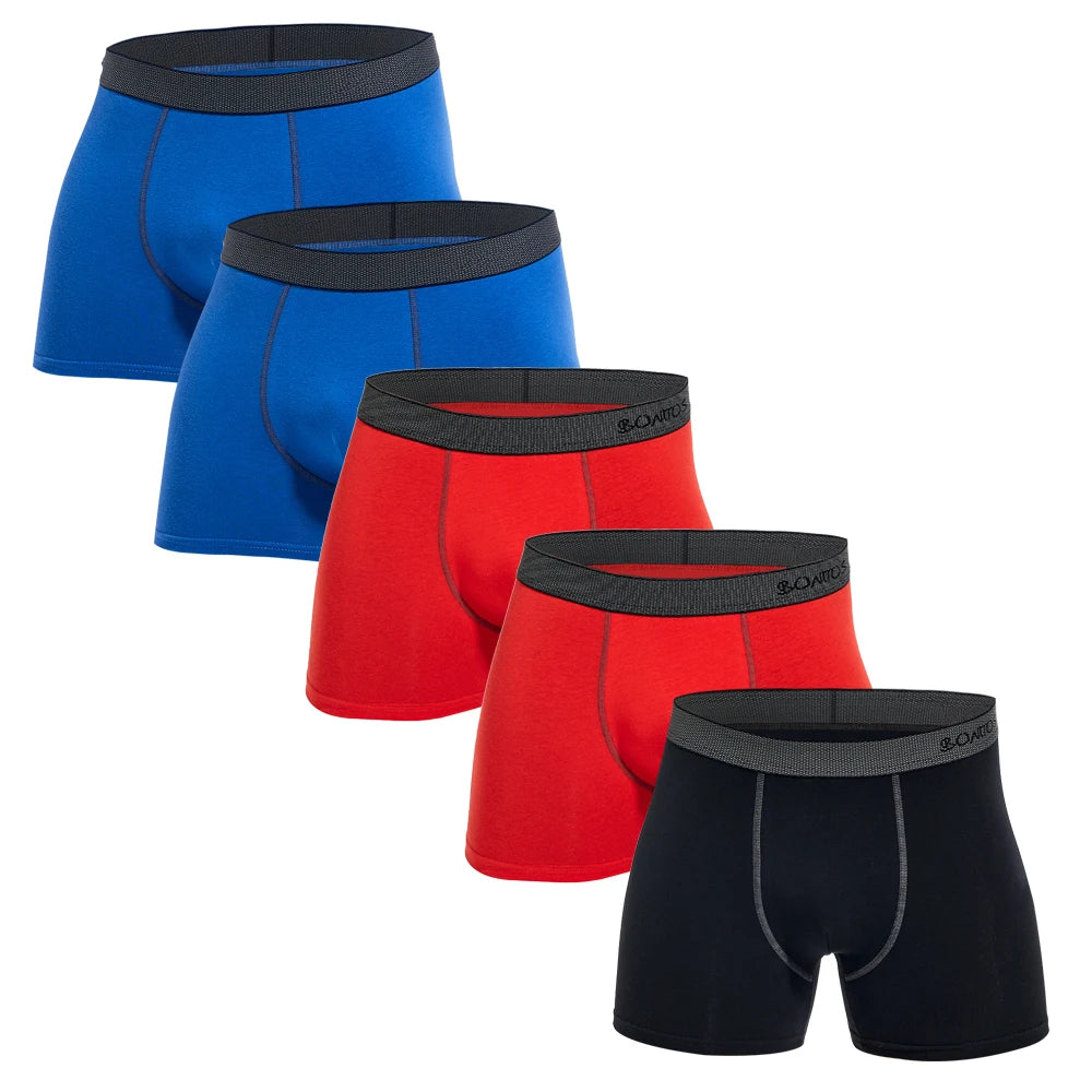 NLW Premium Men's Cotton Boxer Shorts (5-Piece Set) – Breathable High-Stretch Comfort Underwear