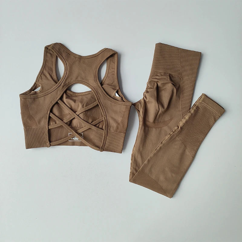 NLW Seamless Sculpt Yoga Set – Sleeveless Quick-Dry Premium Fitness Set