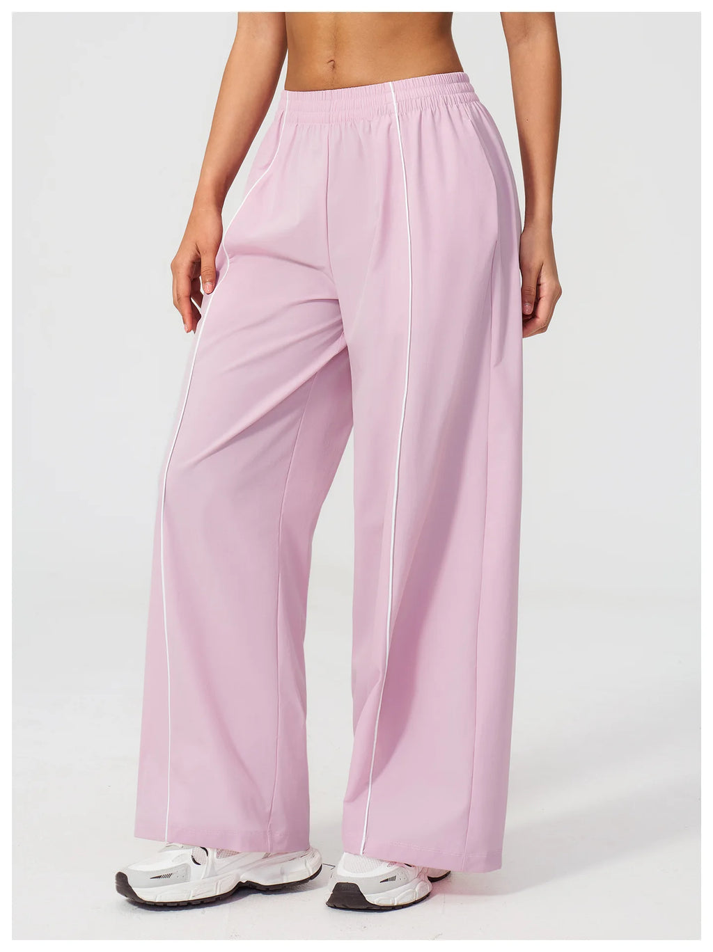 Loose Fit Contrasting Lines Sports Pants | Women's UV-Protection Yoga & Fitness Pants