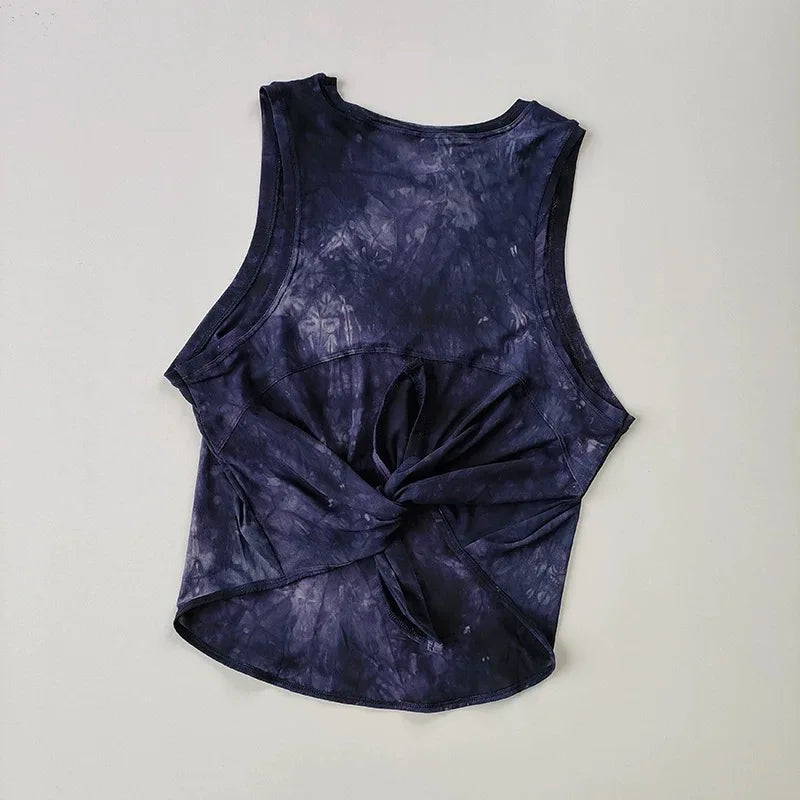 NLW Artistic Tie-Dye Sleeveless Gym Top – Breathable Mesh Back Yoga Vest