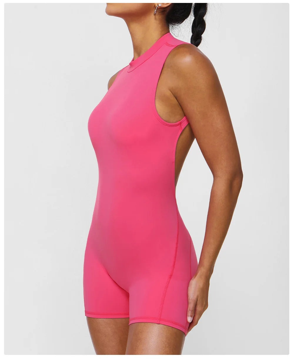 NLW Sexy V-Back One-Piece Yoga Jumpsuit