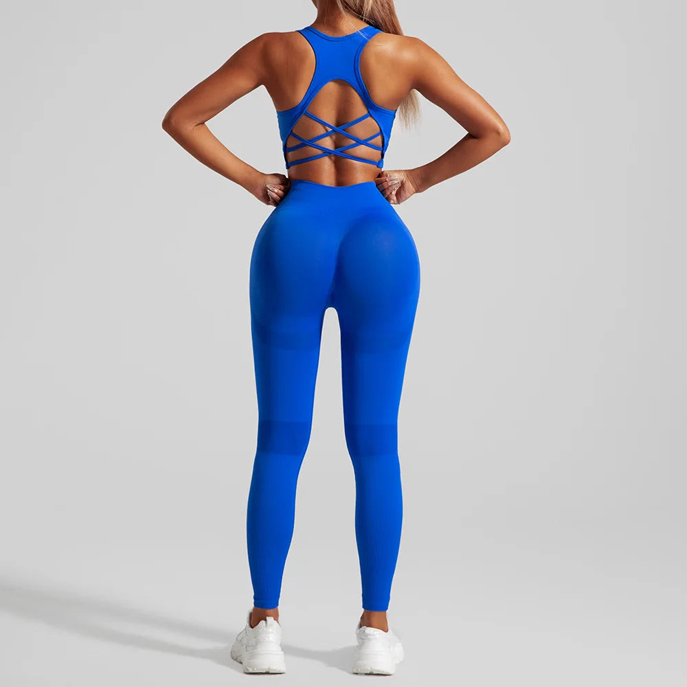 NLW Seamless Sculpt Yoga Set – Sleeveless Quick-Dry Premium Fitness Set