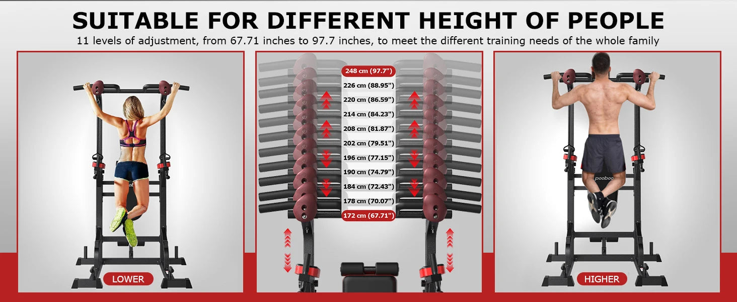 NLW -Pooboo Power Tower Dip Station Pull Up Bar