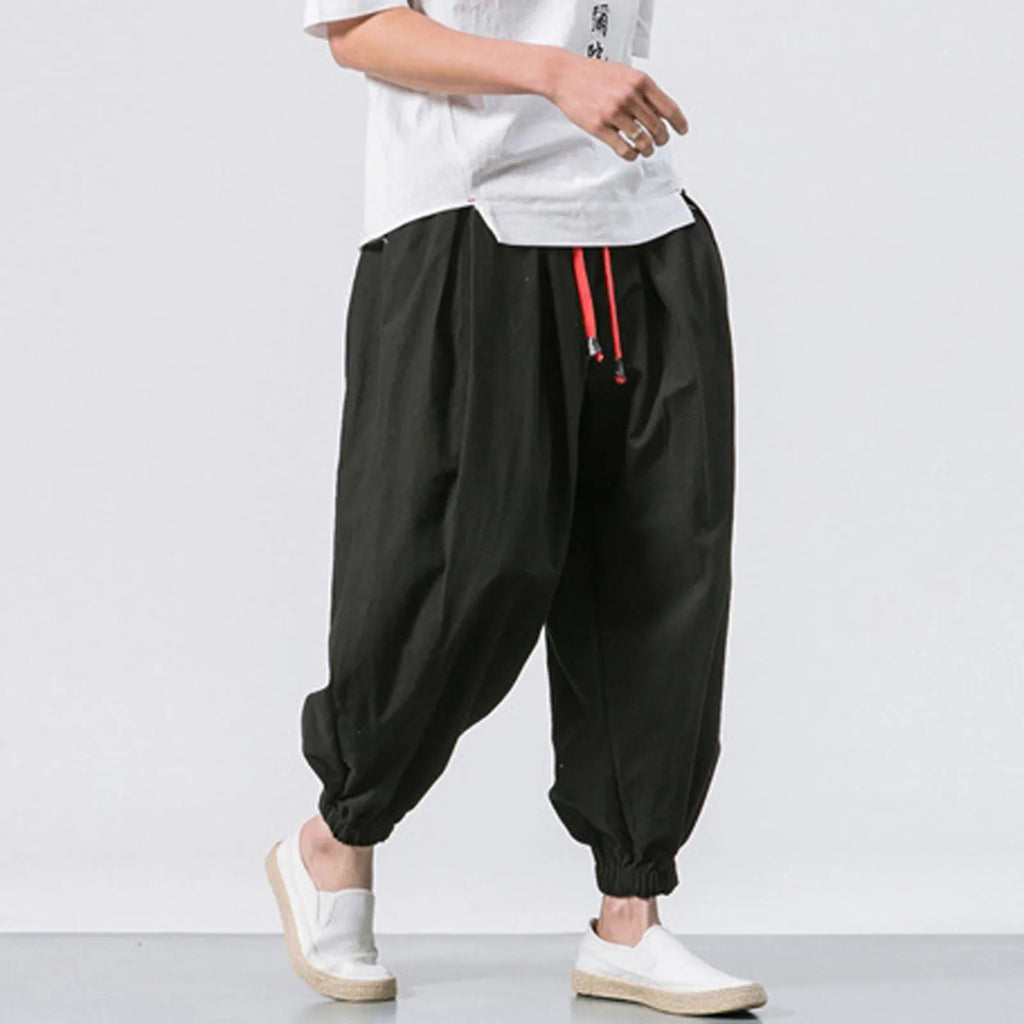 NLW Men’s Oversized Cotton-Linen Wide-Leg Pants