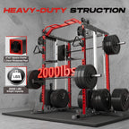 NLW All-in-One Smith Machine Home Gym – Multi-Functional Power Cage with Independent Dual Cable Crossover & 20+ Accessories for Full Body Workouts