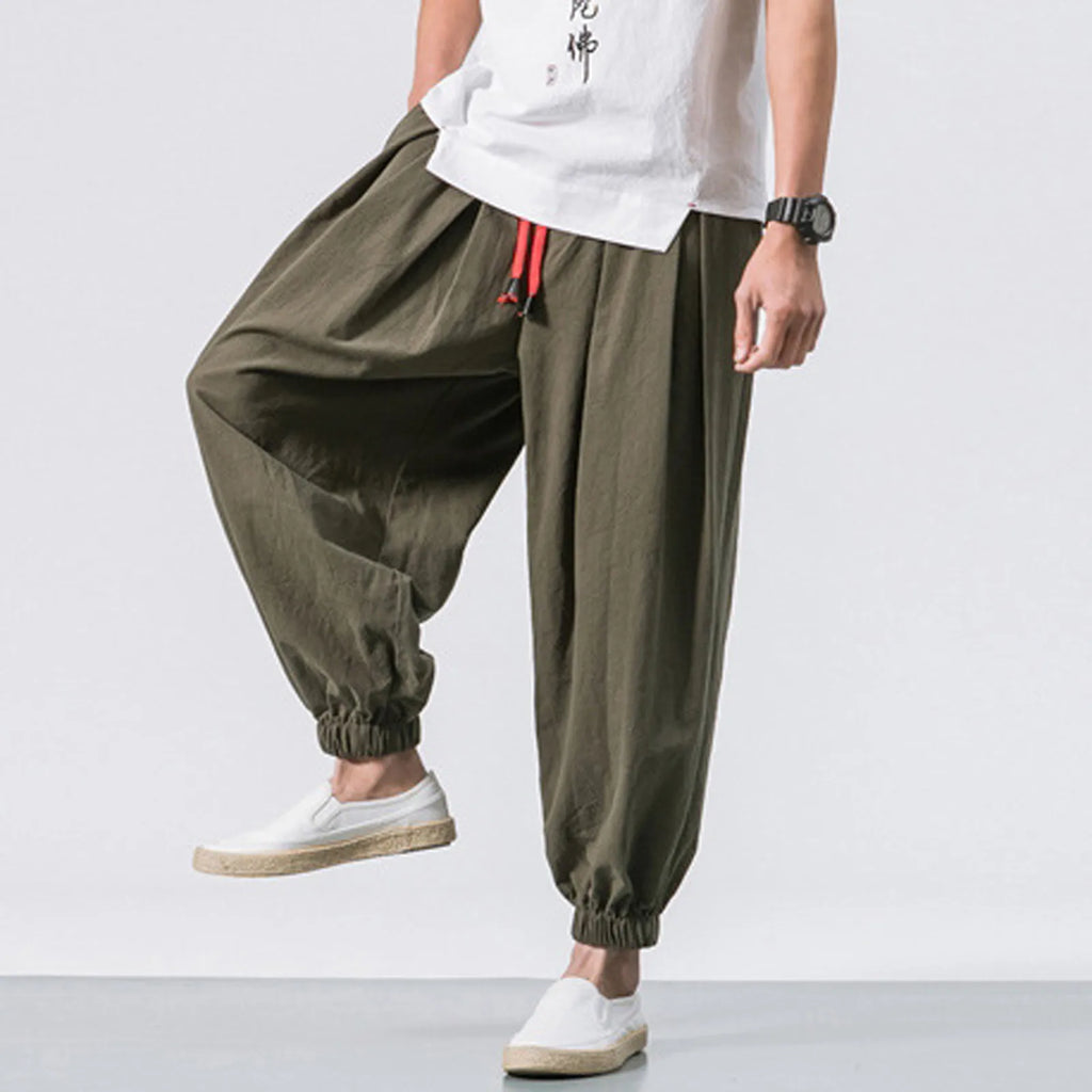 NLW Men’s Oversized Cotton-Linen Wide-Leg Pants