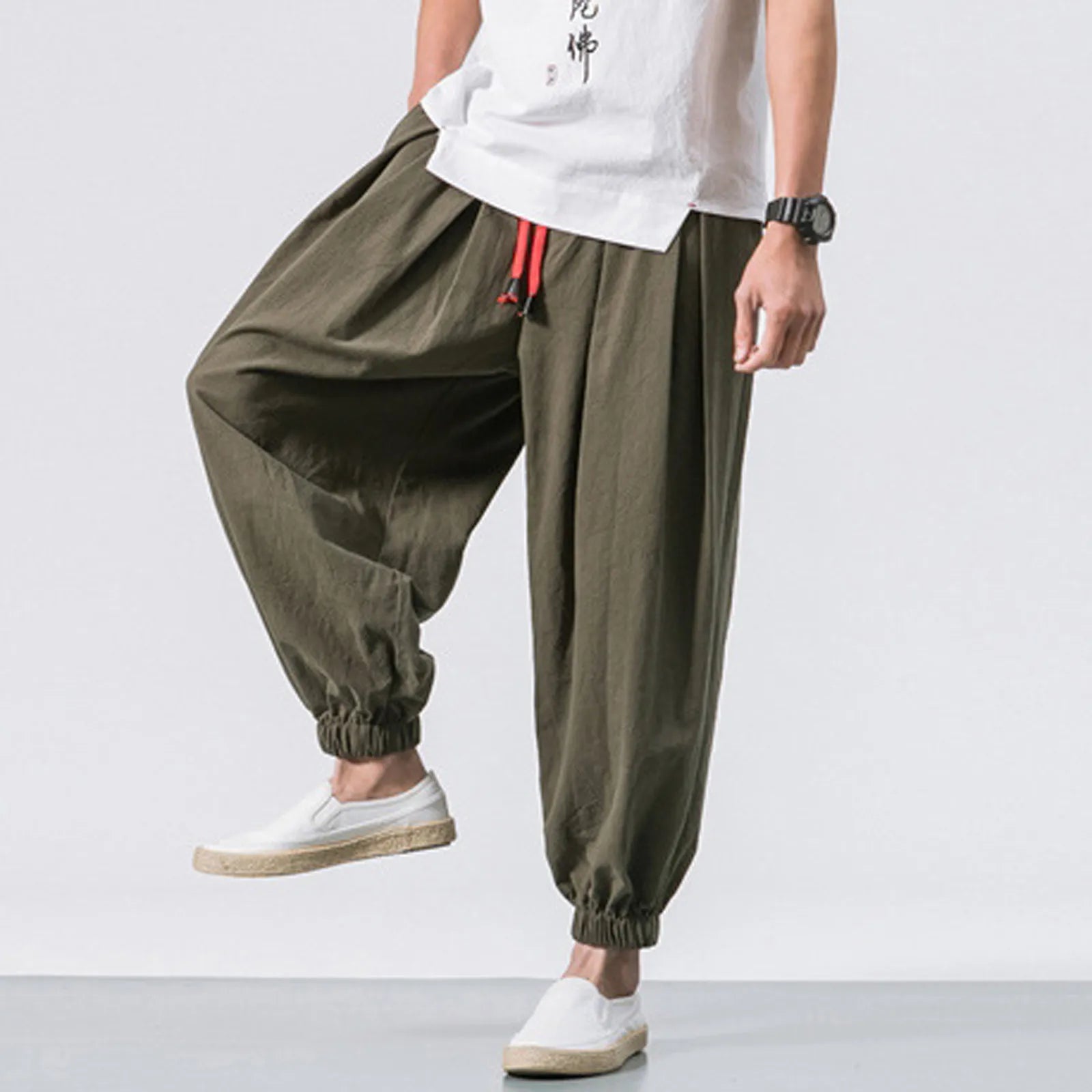 NLW Men’s Oversized Cotton-Linen Wide-Leg Pants