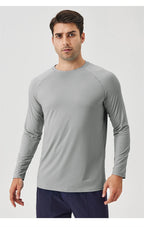 NLW Men Performance UPF 50+ Long Sleeve Shirt – Stretchy Quick-Dry Training Tee
