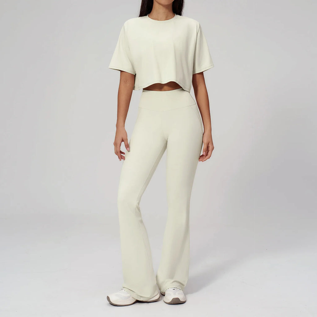 NLW High-Elasticity Crop Top & Matching Gym Leggings