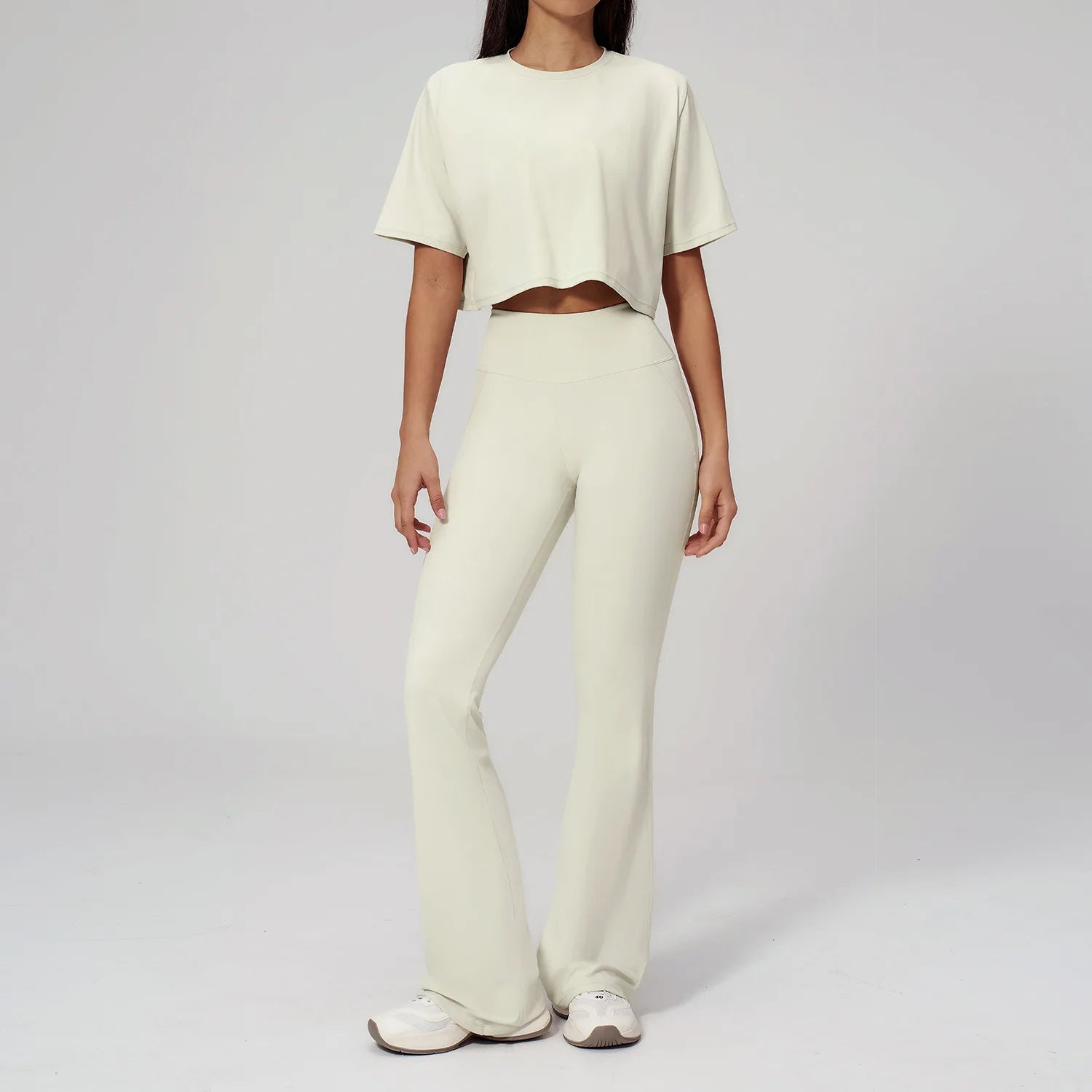 NLW High-Elasticity Crop Top & Matching Gym Leggings