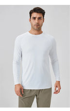 NLW Men Performance UPF 50+ Long Sleeve Shirt – Stretchy Quick-Dry Training Tee