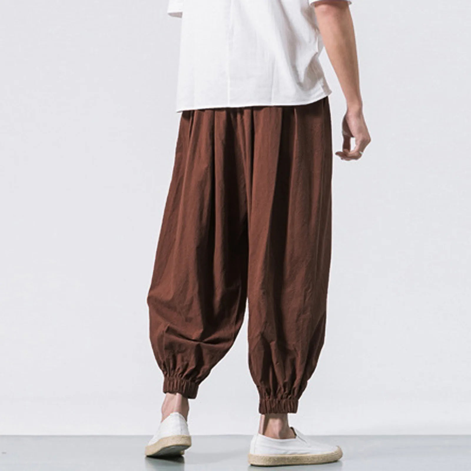 NLW Men’s Oversized Cotton-Linen Wide-Leg Pants