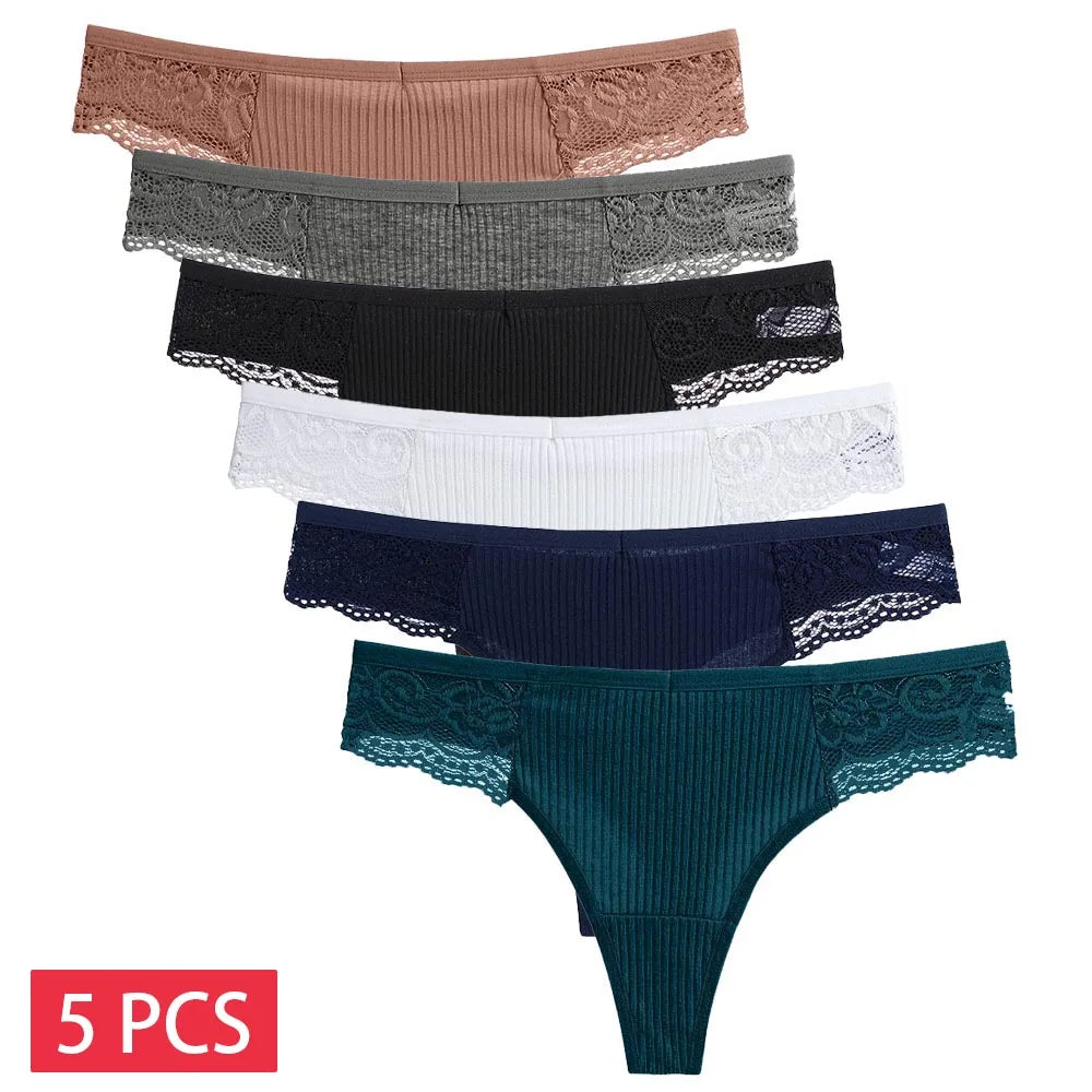 NLW 5-Pack Everyday Solid Cotton Thongs