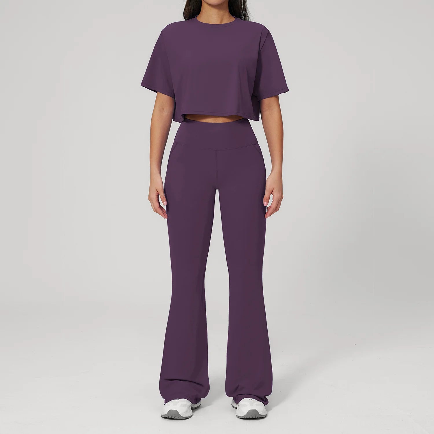 NLW High-Elasticity Crop Top & Matching Gym Leggings