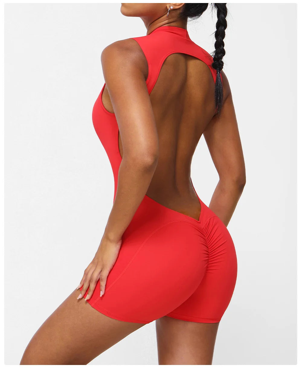 NLW Sexy V-Back One-Piece Yoga Jumpsuit