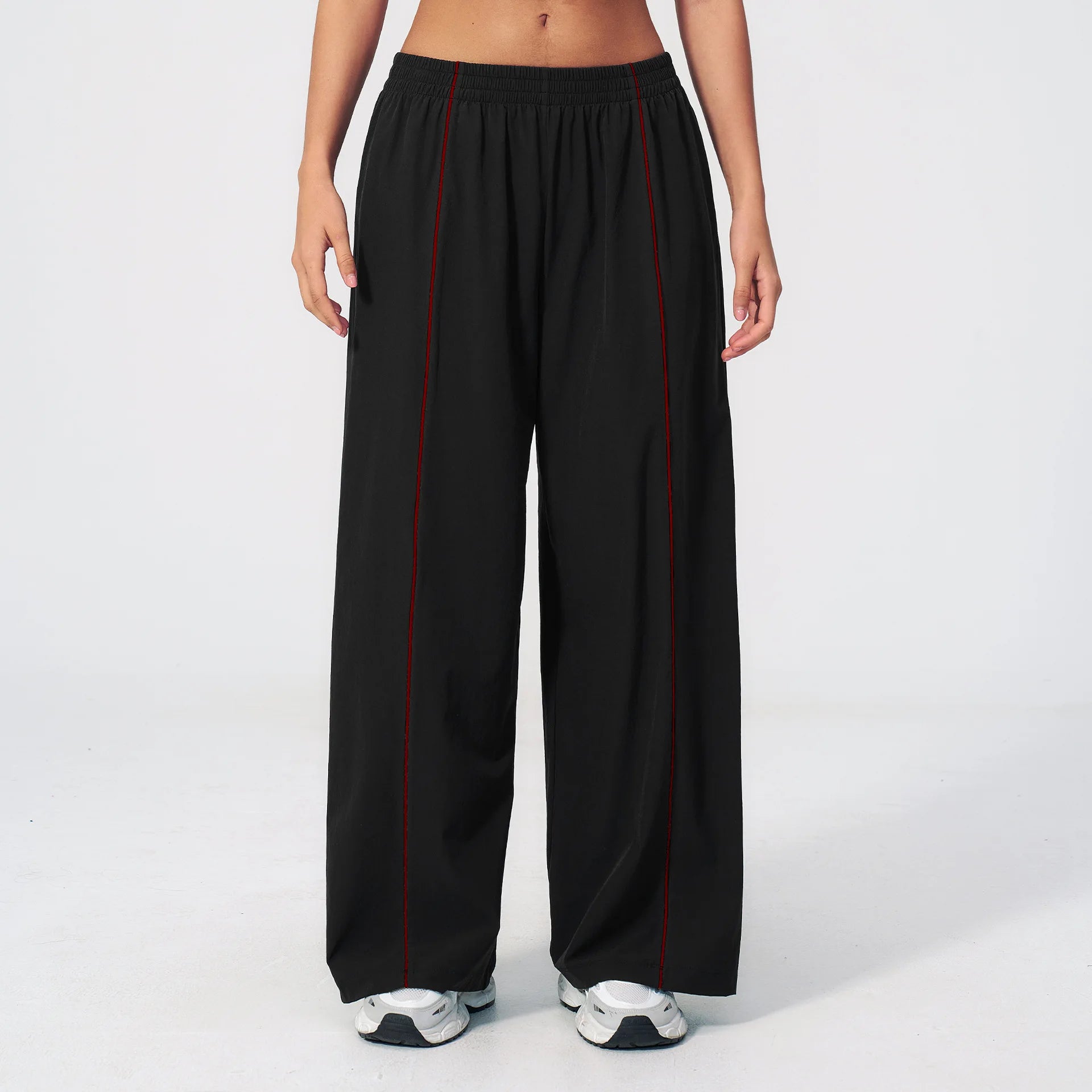 Loose Fit Contrasting Lines Sports Pants | Women's UV-Protection Yoga & Fitness Pants